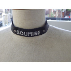 Collier en cuir noir pour Soumise