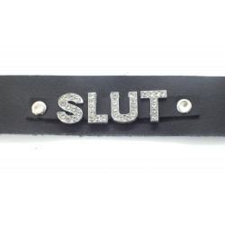 Schwarzes Lederhalsband SLUT