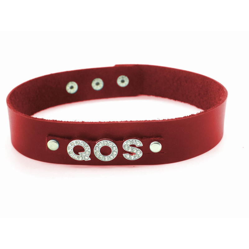 Red Leather Collar QOS - Queen of Spades