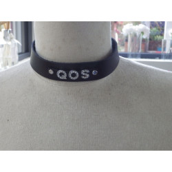 Collar de cuero rojo QOS - Queen Of Spades