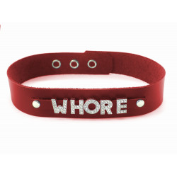 Collier en cuir rouge WHORE