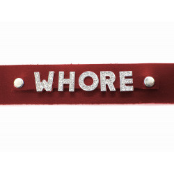 Red Leather Collar WHORE