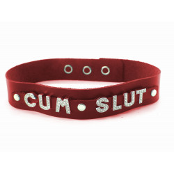 Collier en cuir rouge CUM SLUT