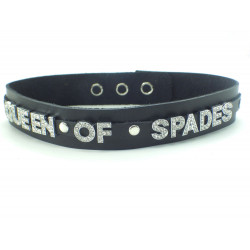 Collier en cuir noir QUEEN OF SPADES